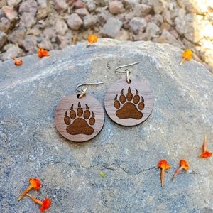 Engraved Bear Claw Earrings